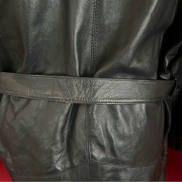 Excelled Collection Belted Leather Trench Coat - Picture 15 of 16